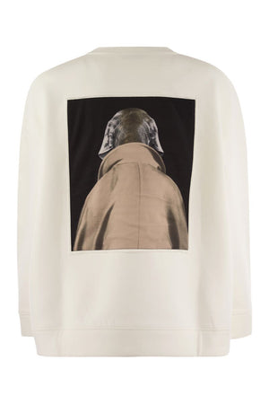 MAX MARA Tobacco Cotton Sweatshirt with Iconic Art Print