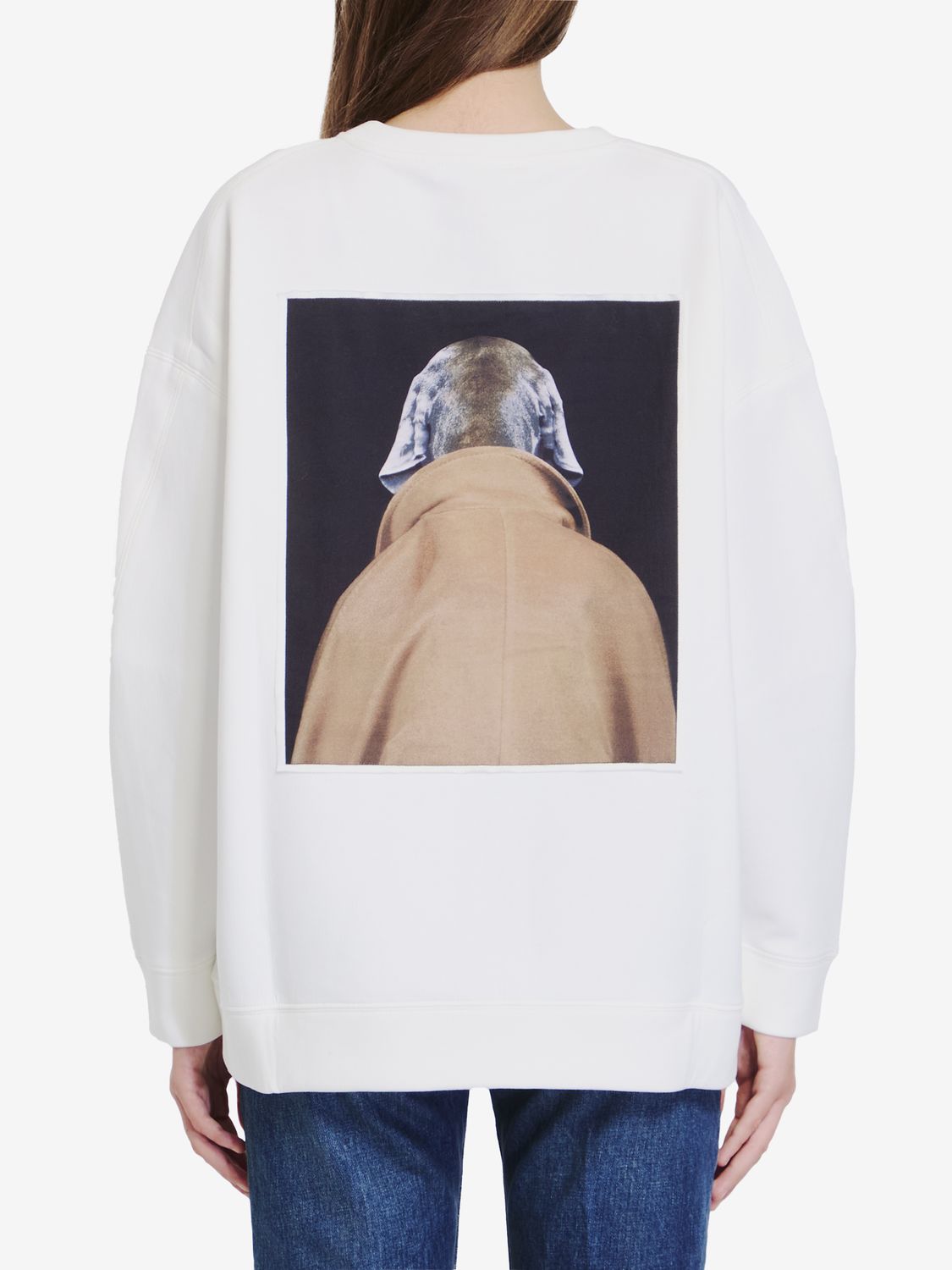 MAX MARA Tobacco Cotton Sweatshirt with Iconic Art Print