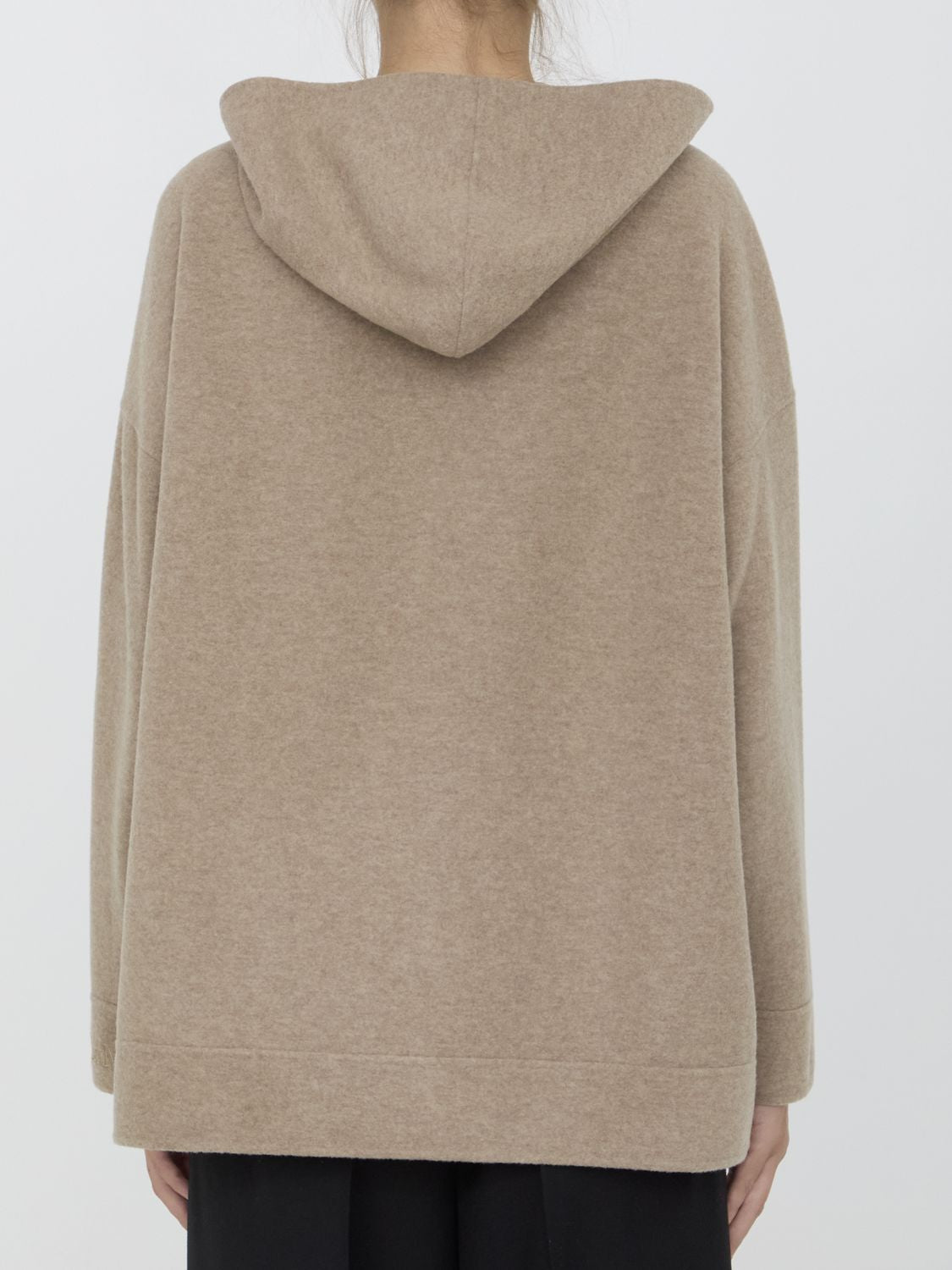 MAX MARA Soft Beige Zip-Up Hoodie with Relaxed Fit