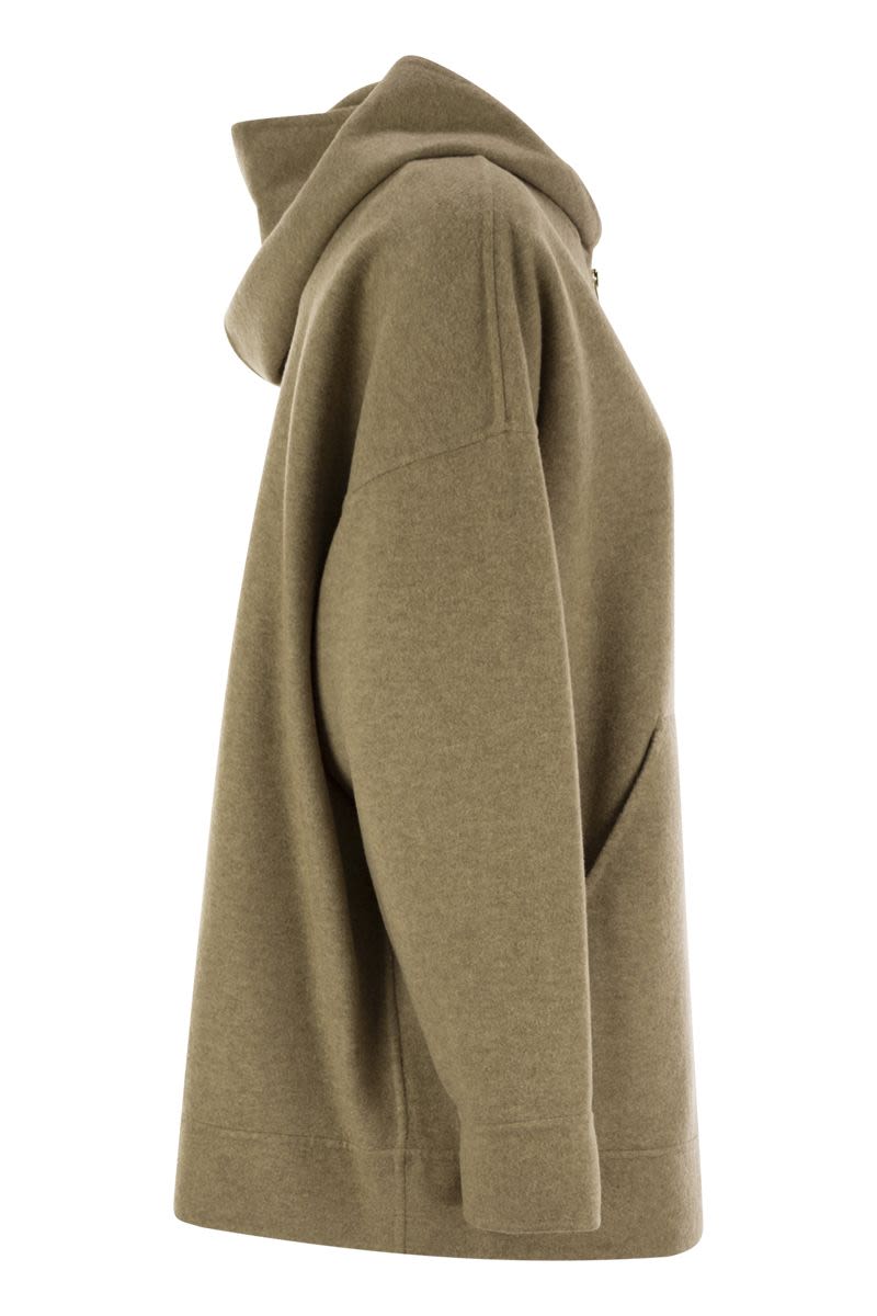 Áo Len Oversized Lông Cừu và Cashmere Với Túi Đeo