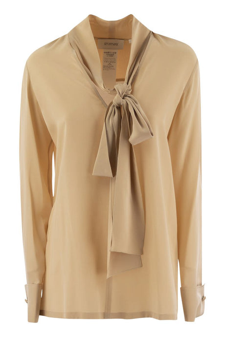 MAX MARA SPORTMAX Elegant Silk Crepe Blouse with Neck Sash