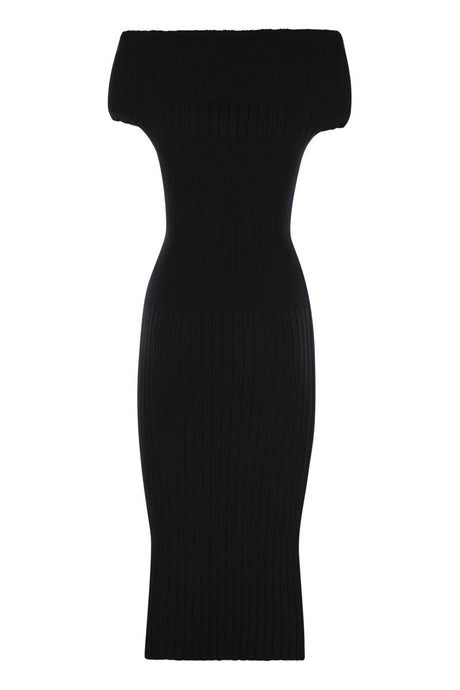 MAX MARA SPORTMAX Elegant Off-Shoulder Knit Dress