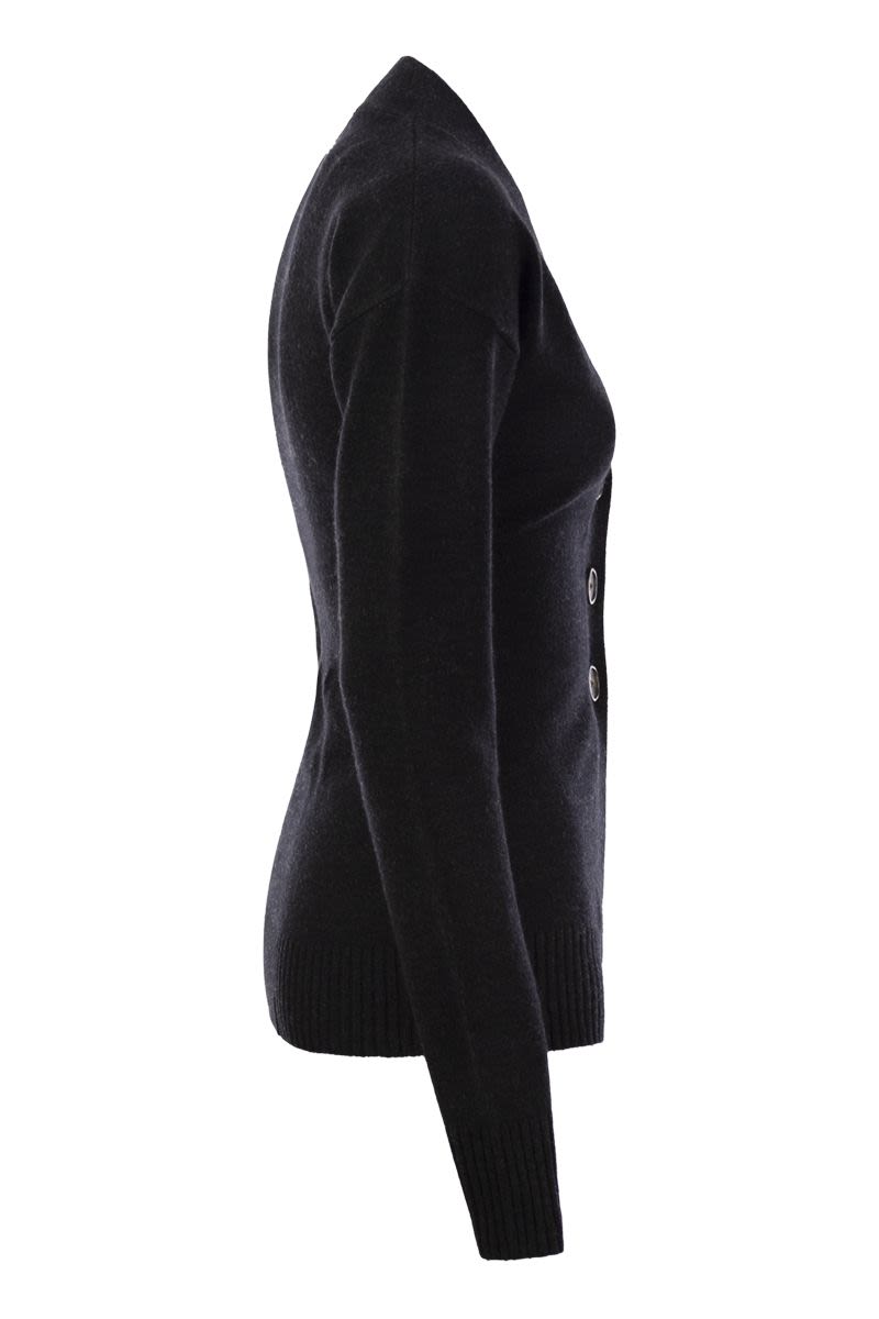 MAX MARA SPORTMAX Wool-Cashmere Blend Cardigan with V-Neckline