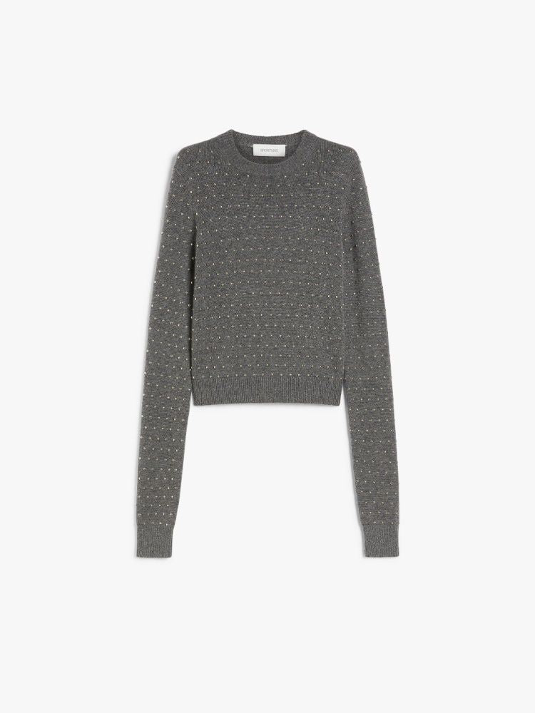 MAX MARA SPORTMAX Slim Fit Studded Cashmere Blend Crew-Neck Sweater