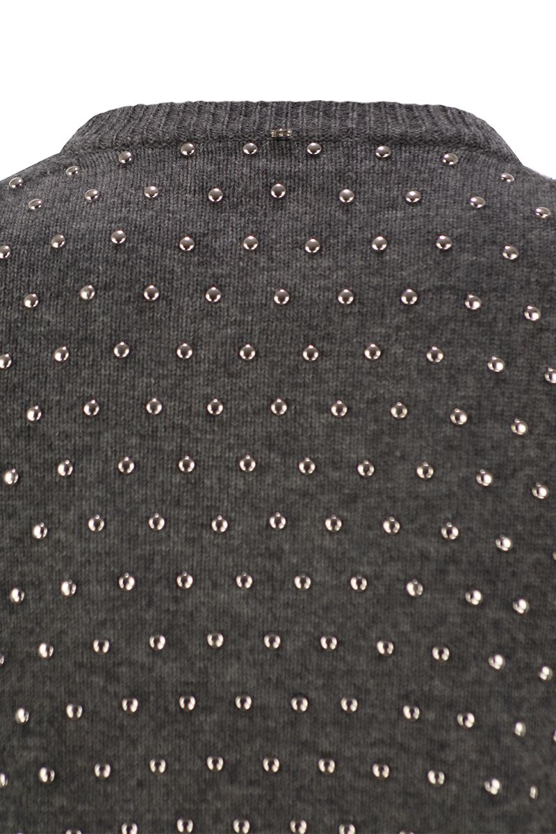 MAX MARA SPORTMAX Slim Fit Studded Cashmere Blend Crew-Neck Sweater