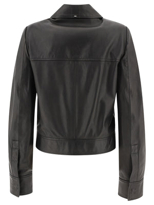 MAX MARA SPORTMAX Elegant Bolsera Black Leather Jacket