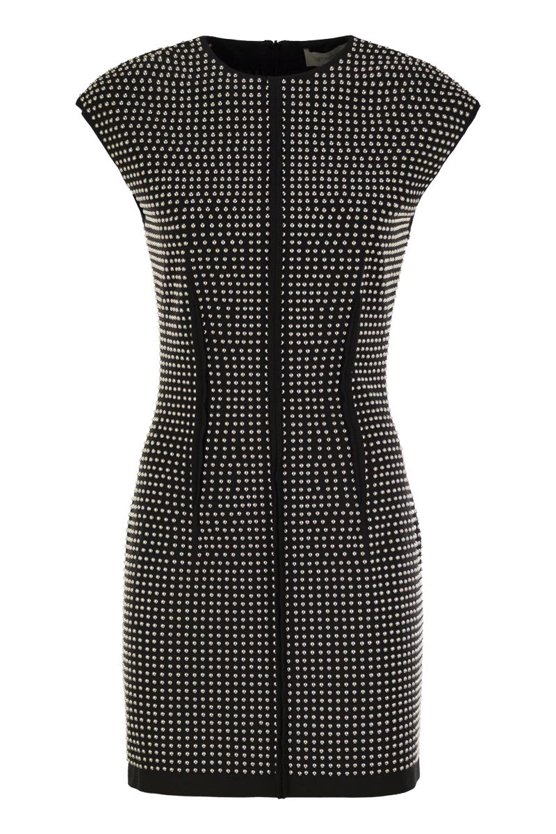 MAX MARA SPORTMAX Close-Fitting Mini Dress with Silver Micro Studs