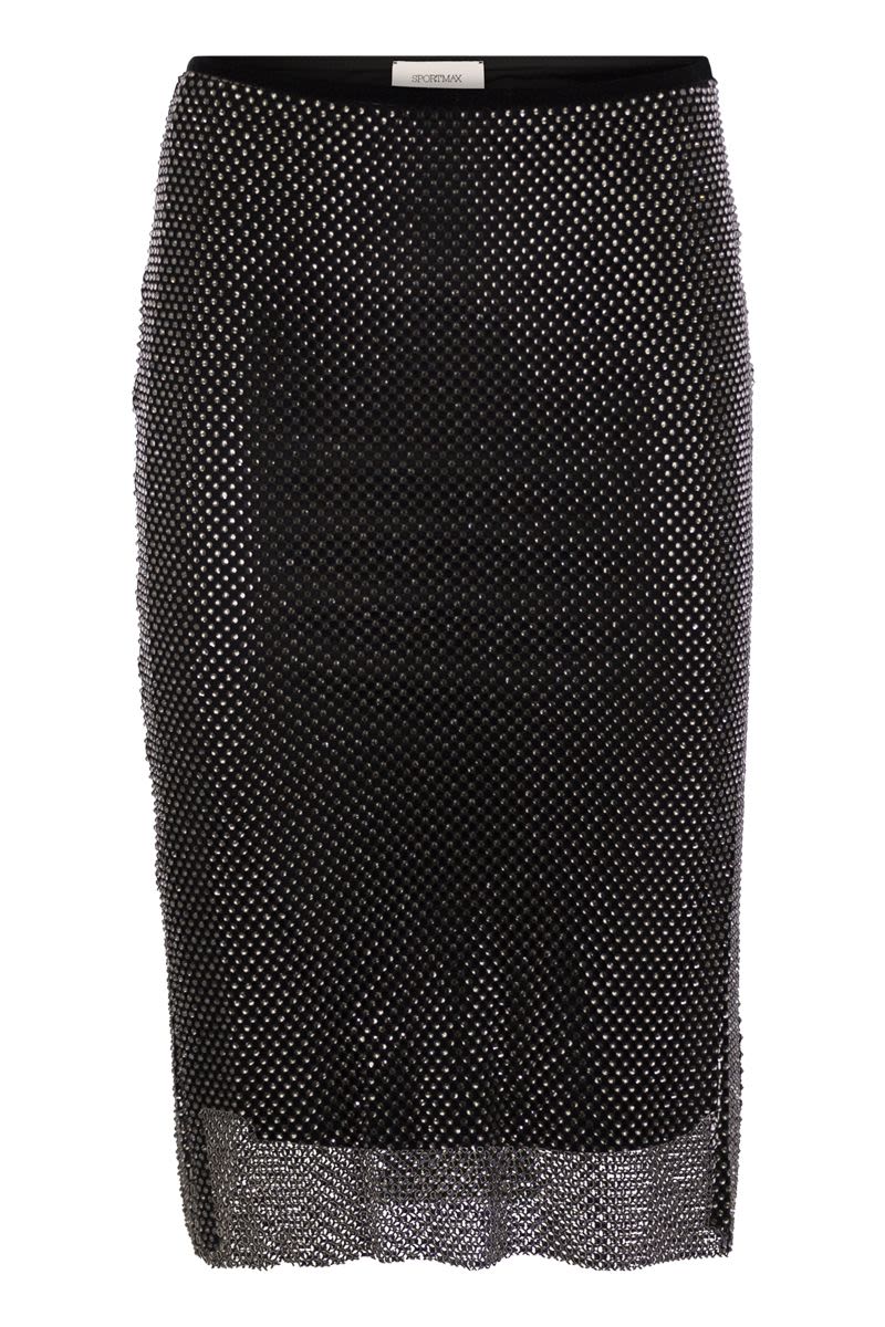 MAX MARA SPORTMAX Elegant Tulle Mini Skirt with Rhinestone Embellishments