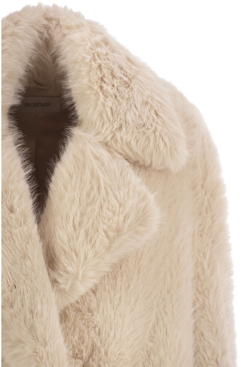 MAX MARA SPORTMAX Oversized Faux Fur Jacket with Statement Collar