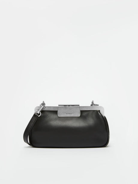 MAX MARA Mini Clasp Handbag in Luxe Black Leather