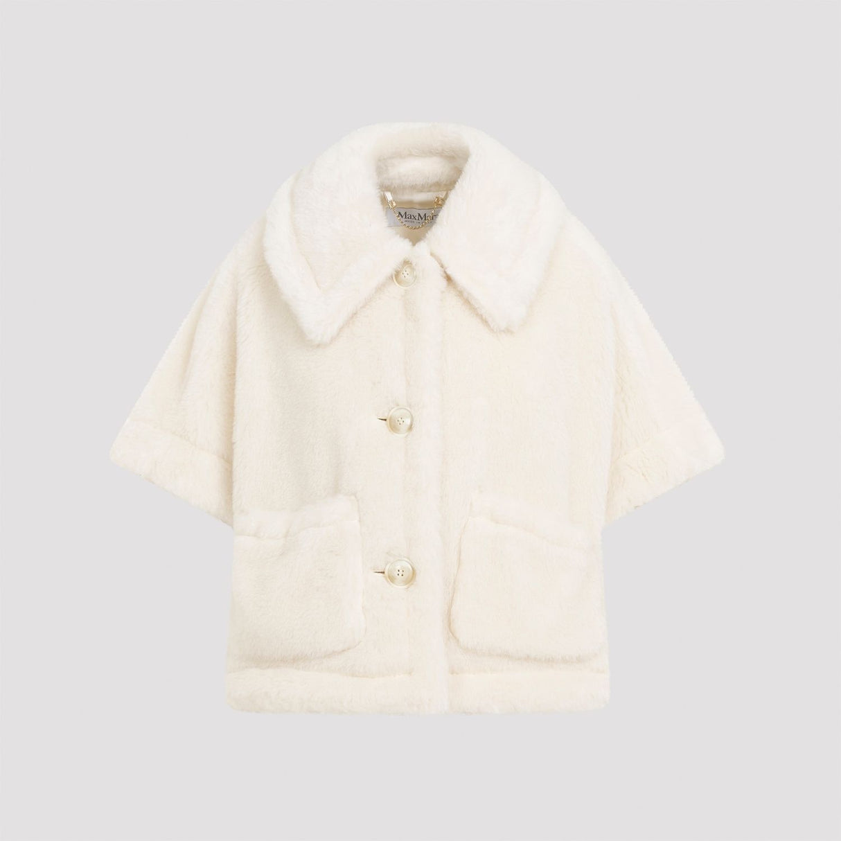 MAX MARA Elegant White Teddy Cape