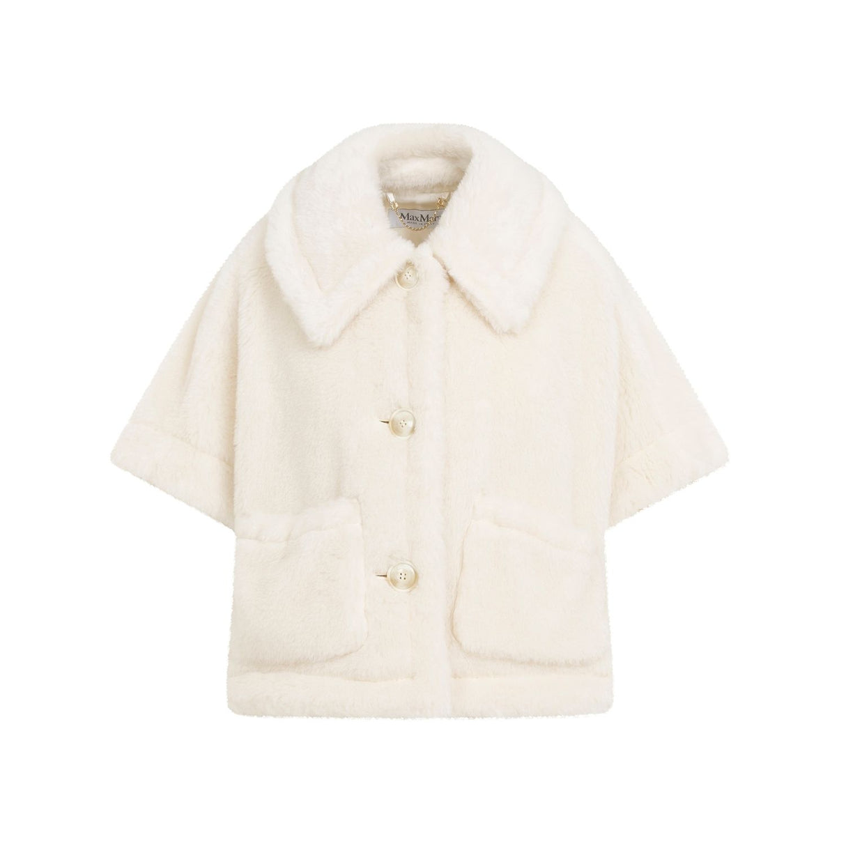 MAX MARA Elegant White Teddy Cape