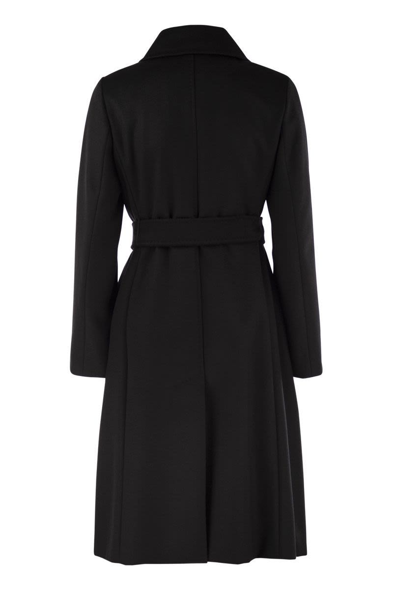 MAX MARA Wool Double-Breasted Long Jacket with Belt