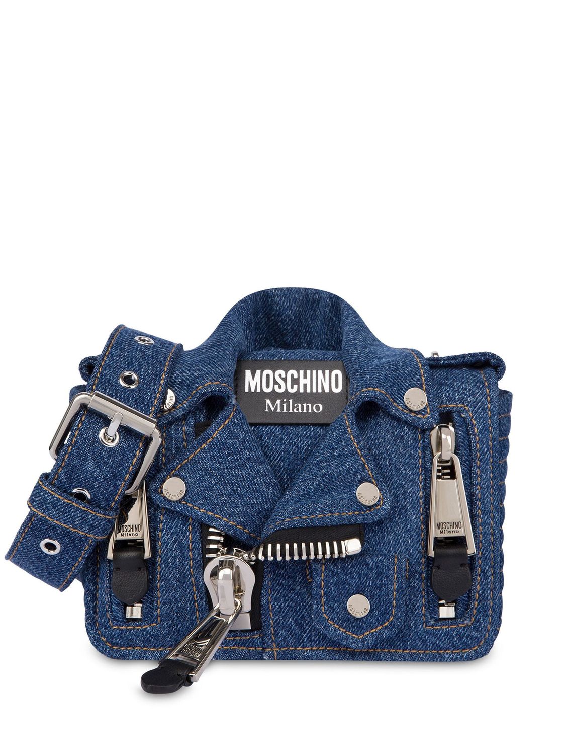 MOSCHINO COUTURE Jacket-Style Denim Shoulder Bag