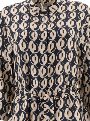 MAX MARA Elegant Silk Shirt Dress with Abstract Print