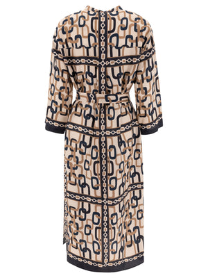 MAX MARA Silk Printed Twill Dress - Regular Fit, Long Sleeves