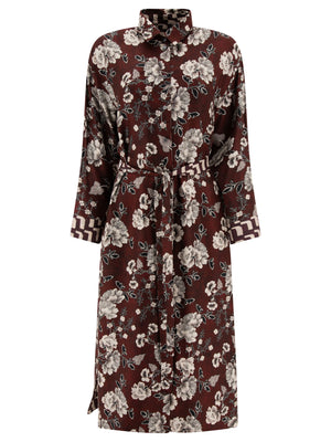 MAX MARA Reversible Silk Midi Shirt Dress in Bordeaux