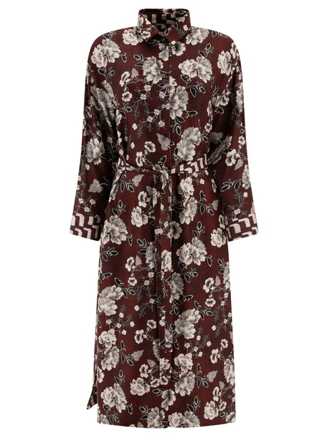 MAX MARA Reversible Silk Midi Shirt Dress in Bordeaux