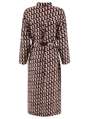 MAX MARA Reversible Silk Midi Shirt Dress in Bordeaux