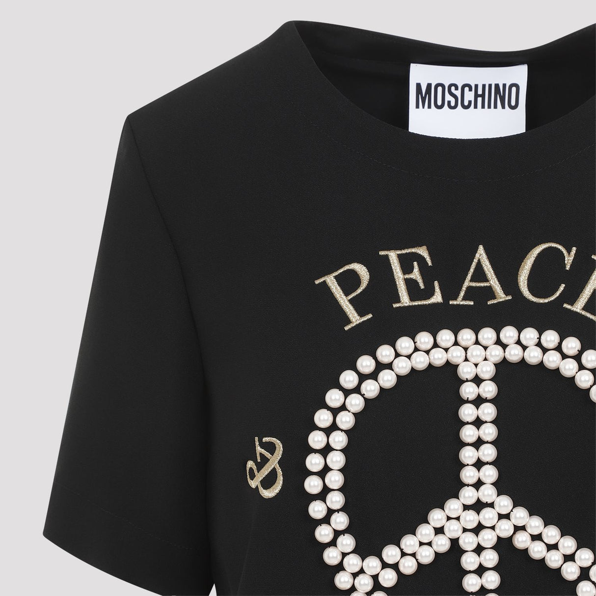 MOSCHINO COUTURE Luxury Satin Mini Dress with Pearl Embellishments