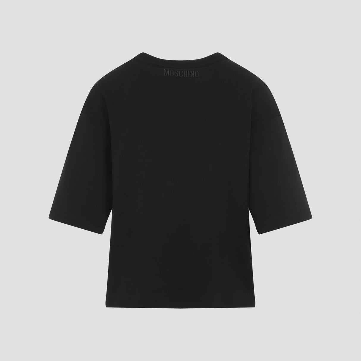 MOSCHINO COUTURE Luxury Pearl-Embellished Black Cotton Tee