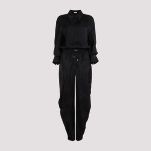 THE ATTICO Classic Black Viscose Overall Jumpsuit for Women - SS24