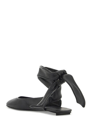 THE ATTICO Elegant Leather Ankle Tie Ballet Flats