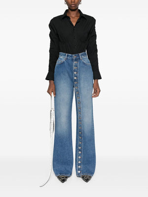 JEAN PAUL GAULTIER One-Leg Button Detail Denim Jean