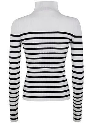 JEAN PAUL GAULTIER Ribbed Mariniere Pullover with Trendy Transparent Window Detail