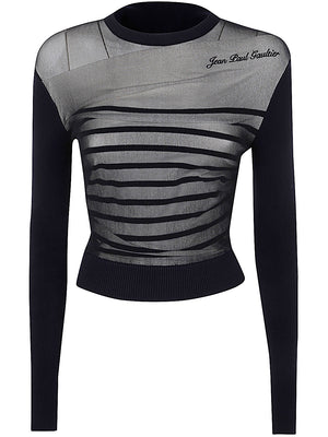 JEAN PAUL GAULTIER Ribbed Crewneck Pullover with Mesh Layer