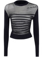 JEAN PAUL GAULTIER Ribbed Crewneck Pullover with Mesh Layer