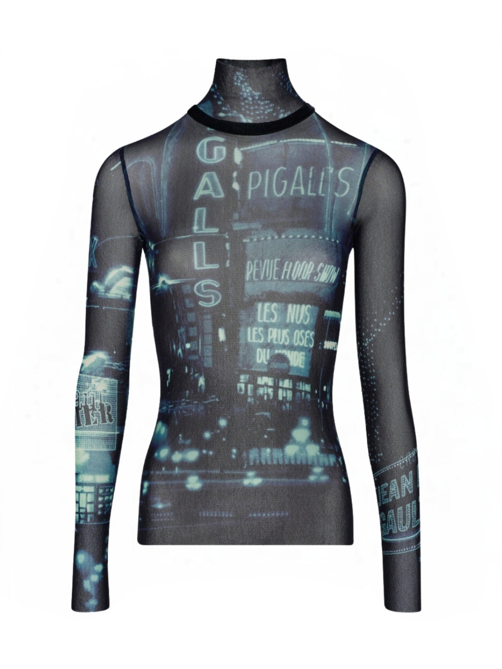 JEAN PAUL GAULTIER Long Sleeve Mesh Top with Printed Design