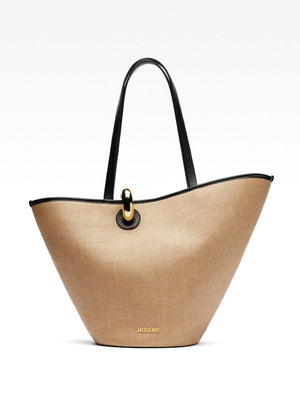 JACQUEMUS Mini Basket Handbag with Leather Trim