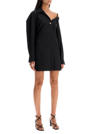 JACQUEMUS Chic Mini Shirt Dress with Asymmetrical Neckline