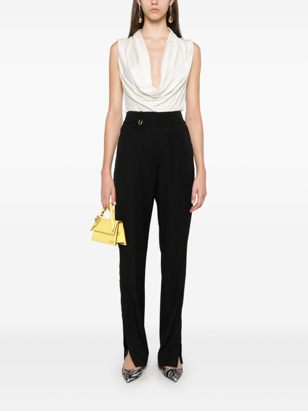 JACQUEMUS High Waist Tailored Pants with Split Ankle Detail