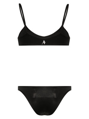 THE ATTICO Women's Black Wet Effect Lycra Bikini Set for SS24
