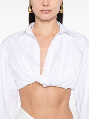 JACQUEMUS Mini Cropped Asymmetric Hem Shirt