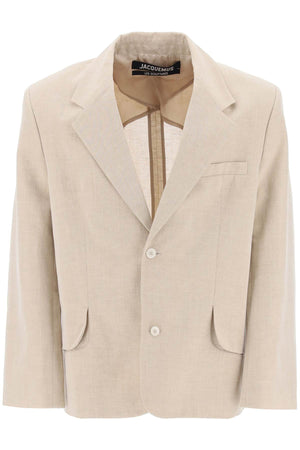 JACQUEMUS Men's Beige Single-Breasted Jacket for SS24 Season