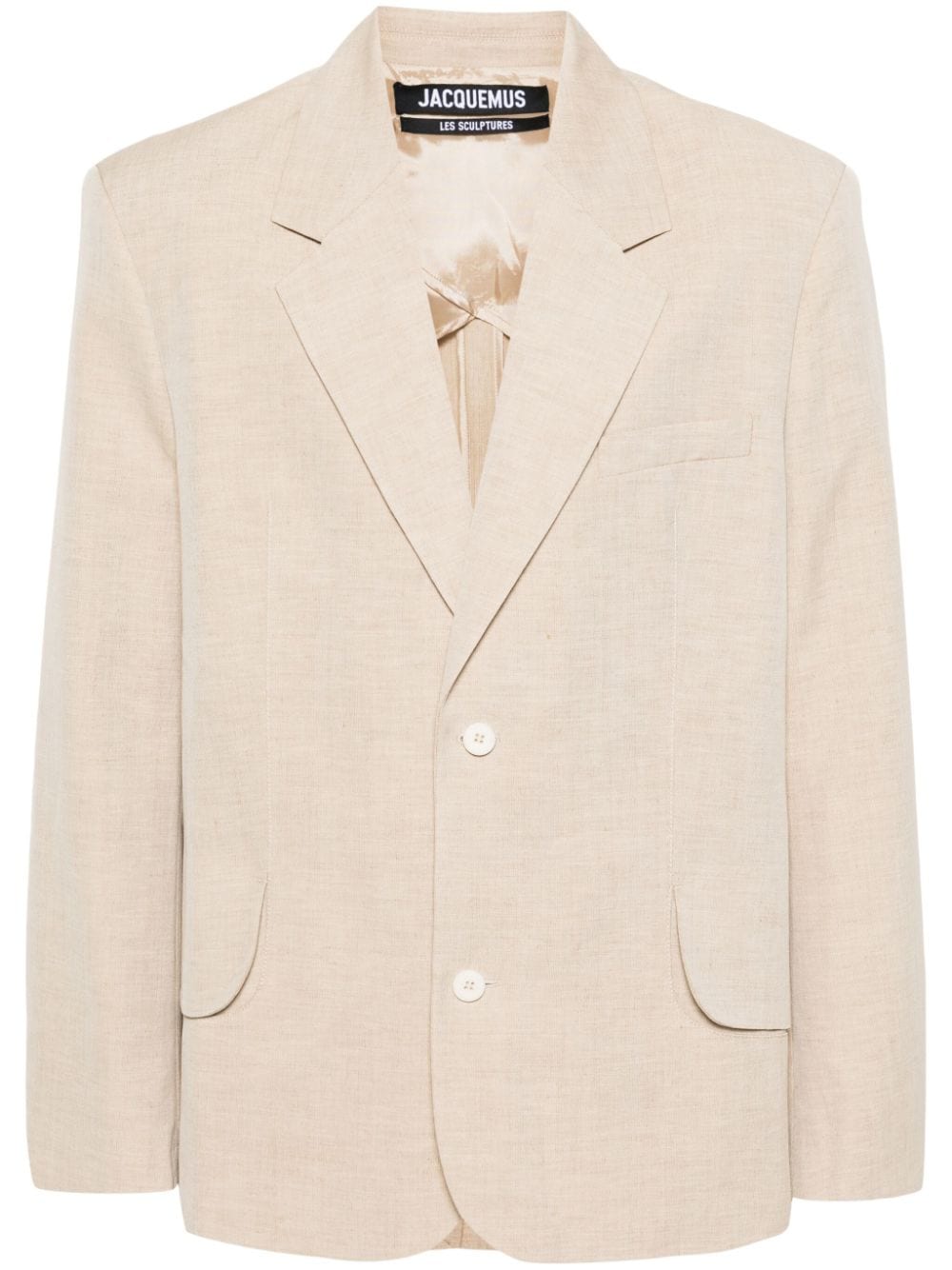 JACQUEMUS Beige Linen-Virgin Wool Blend Men's Blazer Jacket for SS24