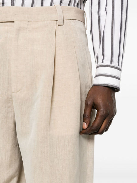 JACQUEMUS Beige Linen-Wool Blend Pants for Men - SS24 Collection