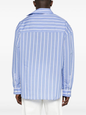 JACQUEMUS Men's Striped Long Sleeve Shirt - Blue and White