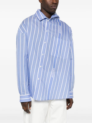 JACQUEMUS Men's Striped Long Sleeve Shirt - Blue and White