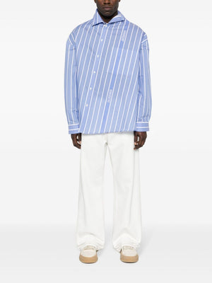 JACQUEMUS Men's Striped Long Sleeve Shirt - Blue and White