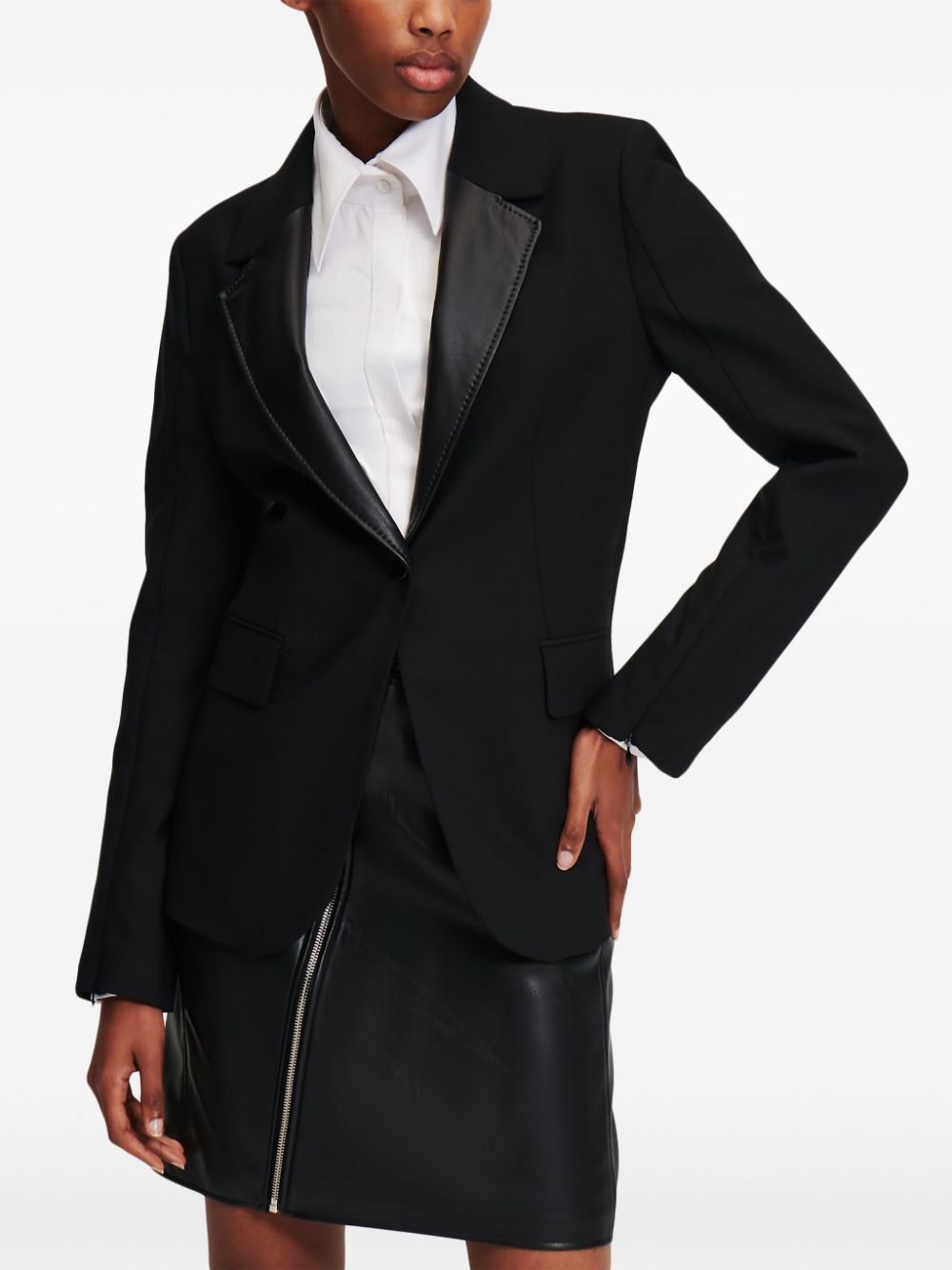 KARL LAGERFELD Elegant Black Wool-Blend Coat