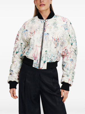 KARL LAGERFELD Padded Graphic Print Bomber Jacket for Women