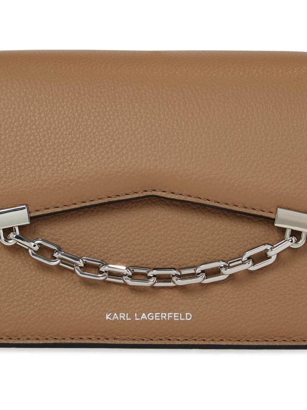 KARL LAGERFELD Grainy Brown Mini Handbag with Silver Logo