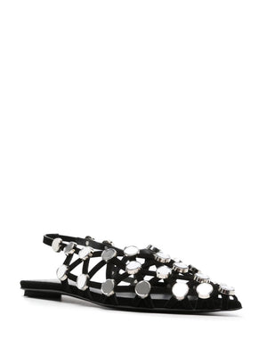 THE ATTICO Elegant Grid Rhinestone Slingback Ballet Flats