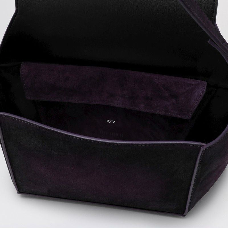 THE ATTICO Elegant Dark Violet Suede Shoulder Handbag