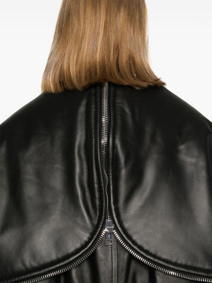 THE ATTICO Urban Luxe Black Leather Cropped Bomber Jacket