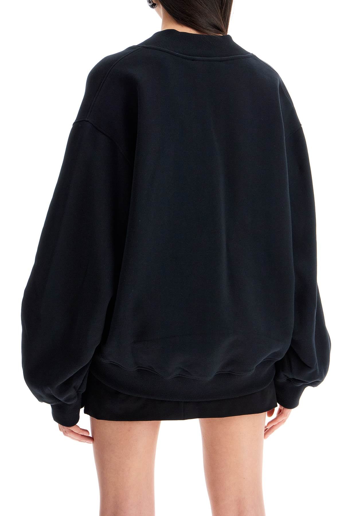 THE ATTICO Oversized Deep V-Neck Sweatshirt with Asymmetrical Hem